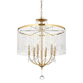 6 - Light Dimmable Crystal Chandelier (Color: Gold)