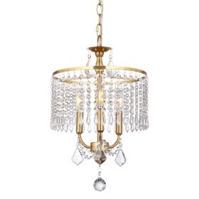 3 - Light Dimmable Crystal Chandelier (Color: Gold)