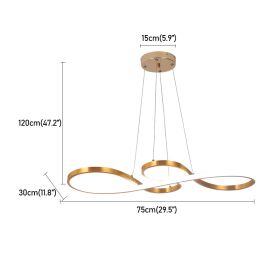 Nordic Led Pendant Light Decorative Led Ceiling Lamps Art Design Minimalist Dining Room Hanging Light Fixture Indoor Lighting (Emitting Color: Cold White, Body Color: Gold L75cm 50W)