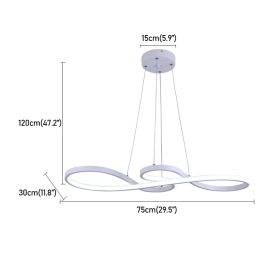 Nordic Led Pendant Light Decorative Led Ceiling Lamps Art Design Minimalist Dining Room Hanging Light Fixture Indoor Lighting (Emitting Color: Warm White, Body Color: White L75cm 50W)