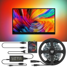 DIY Ambient TV PC Dream Screen USB LED Strip HDTV Computer Monitor Backlight Addressable WS2812B LED Strip 1/2/3/4/5m Full Set (Wattage: US Plug, Color: 5M 60LEDs Kit)