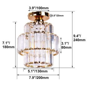 Luxury Led Ceiling Light Nordic Crystal Modern Chandelier Living Room Decoration Indoor Lighting Led Ceiling Lamps Aisle Bedroom (Emitting Color: Cold White, Body Color: Gold)