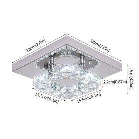 Modern Square Crystal Led Ceiling Light K9 Crystal Chandeliers Fixtures Dimming Stainless Steel Bedroom Light Indoor Lustres (Emitting Color: changeable no remote, Body Color: 18x18cm)