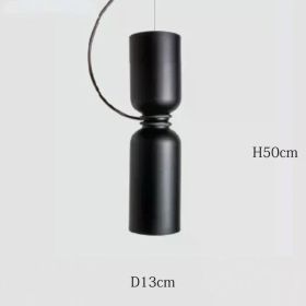 Nordic Pendant Light Creative Minimalist Lighting White Black Post Modern Designer Potlight for Living Room Dining Table Light (Emitting Color: Cold White, Body Color: Black-13x50cm)