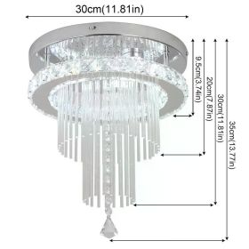 Modern Pendant Light Luxury Crystal Chandelier Led Ceiling Lamp Dining Living Room Bedroom Lustre Home Appliance Decor Fixtures (Emitting Color: Dimmable remote, Body Color: Dia 30cm)