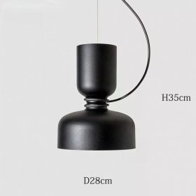 Nordic Pendant Light Creative Minimalist Lighting White Black Post Modern Designer Potlight for Living Room Dining Table Light (Emitting Color: Cold White, Body Color: Black-28x35cm)