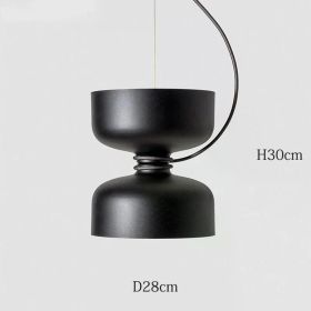 Nordic Pendant Light Creative Minimalist Lighting White Black Post Modern Designer Potlight for Living Room Dining Table Light (Emitting Color: Warm White, Body Color: Black-28x30cm)