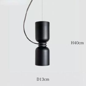 Nordic Pendant Light Creative Minimalist Lighting White Black Post Modern Designer Potlight for Living Room Dining Table Light (Emitting Color: Warm White, Body Color: Black-13x40cm)