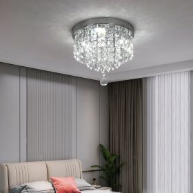 Modern Pendant Light Luxury Crystal Chandelier Led Ceiling Lamp Dining Living Room Bedroom Lustre Home Appliance Decor Fixtures (Emitting Color: cold light, Body Color: Dia 25cm)