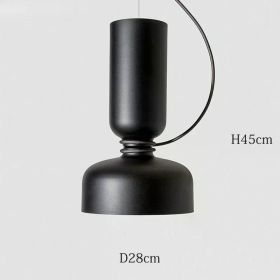 Nordic Pendant Light Creative Minimalist Lighting White Black Post Modern Designer Potlight for Living Room Dining Table Light (Emitting Color: Warm White, Body Color: Black-28x45cm)