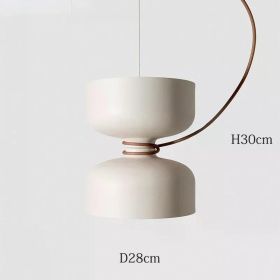 Nordic Pendant Light Creative Minimalist Lighting White Black Post Modern Designer Potlight for Living Room Dining Table Light (Emitting Color: Warm White, Body Color: White-28x30cm)