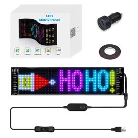 LED Matrix Pixel Panel ,USB 5V Flexible Addressable RGB Pattern Graffiti Scrolling Text Animation Display Car Shop,Bluetooth APP (size: 16x64 LEDs 9x37 CM)