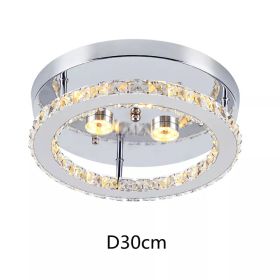 Modern Crystal Chrome Ceiling Lamps LED Ring Corridor Suspension Lamp Stainless Steel Aisle Light Fixtures Lustre Chandelier (Emitting Color: Cold White, Body Color: D30cm A)