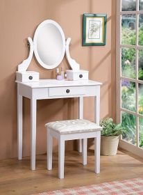 Vanity with Lighted Mirror - Makeup Vanity Desk with Mirror, Power Outlet and Drawers, Dressing Table With Color Lighting Modes (Color: Set-White A)