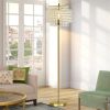 Crystal Floor Lamp, Modern Standing Lamps with Double-Layer Lampshade, Floor Lamps with On/Off Foot Switch, Tall Pole Lamp