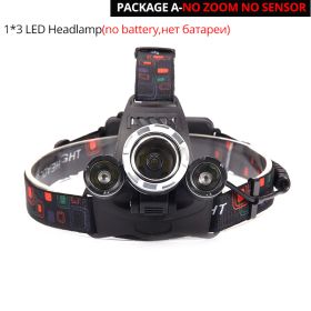 ZK25 LED Powerful Headlight headlamp 5LED Lamp Head Lamp 8000lumens Torch head light 18650 battery Best For Camping/fishing (Plug Type: UK, Emitting Color: option A)