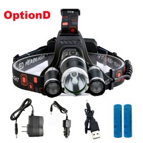 ZK20 LED Headlamp High Lumens 4 Modes 18650 Rechargeable Battery Flashlight Waterproof Outdoor Lighting Camping Fishing (Emitting Color: Option D, Body Color: T6 2R5)