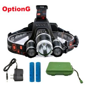 ZK20 LED Headlamp High Lumens 4 Modes 18650 Rechargeable Battery Flashlight Waterproof Outdoor Lighting Camping Fishing (Emitting Color: Option G, Body Color: T6 2R5)