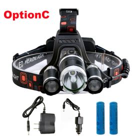 ZK20 LED Headlamp High Lumens 4 Modes 18650 Rechargeable Battery Flashlight Waterproof Outdoor Lighting Camping Fishing (Emitting Color: option C, Body Color: T6 2R5)