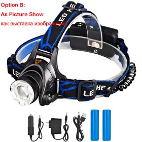 ZK20 Rechargeable Waterproof Headlamp Zoomable 3 Modes LED Headlight Head Lamp Work LED Helmet Head Light Torch Flashlight (Emitting Color: option B)