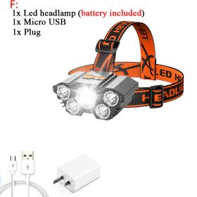 ZK20 LED Headlamp 8000 Lumen Torch Flashlight Headlight Waterproof Head Light Camping Hiking Fishing Mining Light Lamp Torch (Emitting Color: F)