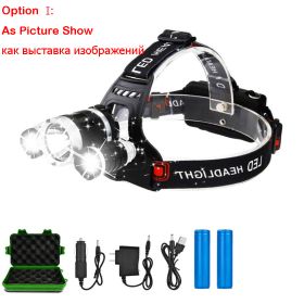 ZK20 LED Headlamp 8000 Lumen Torch Flashlight Headlight Waterproof Head Light Camping Hiking Fishing Mining Light Lamp Torch (Emitting Color: I)