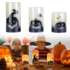 3 Pack Halloween Flameless Candle Lamp with Timer Setting Battery Operated Warm Orange Light Candles for Halloween Party Decoration Spider Crow Skull