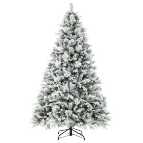 4.5/6/7 Feet Artificial Xmas Tree with Pine Needles and LED Lights (size: 7ft)