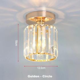 Home Decor Led Lights Crystal Ceiling Lamps Plafonnier Luminaria De Teto Para Sala Round Square Chandelier for Living Room Porch (Body Color: Golden-Circle, size: Including light bulb)