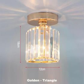 Home Decor Led Lights Crystal Ceiling Lamps Plafonnier Luminaria De Teto Para Sala Round Square Chandelier for Living Room Porch (Body Color: Golden-Triangle, size: Including light bulb)