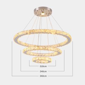 Luxury Crystal Modern Pendant Light DIY Rings Led Dimmable Chandelier Hanging Lustre Ceiling Lamp Home Living Room Decor Fixture (Wattage: 3 Colors Changeable, Body Color: 20x40x60cm rings)