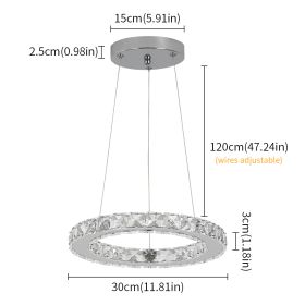 Luxury Crystal Modern Pendant Light DIY Rings Led Dimmable Chandelier Hanging Lustre Ceiling Lamp Home Living Room Decor Fixture (Wattage: 3 Colors Changeable, Body Color: 1 ring)