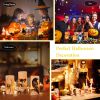 3 Pack Halloween Flameless Candle Lamp with Timer Setting Battery Operated Warm Orange Light Candles for Halloween Party Decoration Spider Crow Skull