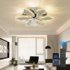 Modern Chandelier Ceiling Fan With Led Lamp Smart Remote Control Crystal Dining Room Fixtures Pendant Hanging Light Porch Lustre