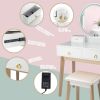 CHARMAID Vanity Set with Touch Screen Dimming Mirror, 3 Color Lighting Modes, Dressing Table with 4 Sliding Drawers