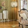 Crystal Floor Lamp, Modern Standing Lamps with Double-Layer Lampshade, Floor Lamps with On/Off Foot Switch, Tall Pole Lamp