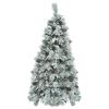 6FT Pre-Lit Spruce Snow Flocked Christmas Tree with Pine Cones, Artificial Xmas Tree with 403 Branch Tips,Mixed PE & PVC Branches