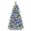 6FT Pre-Lit Spruce Snow Flocked Christmas Tree with Pine Cones, Artificial Xmas Tree with 403 Branch Tips,Mixed PE & PVC Branches