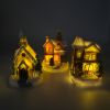 3pcs/set Resin Christmas Scene Village Houses Town With Warm White LED Light Holiday Gifts Xmas Decoration For New Year 2024