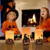 3 Pack Halloween Flameless Candle Lamp with Timer Setting Battery Operated Warm Orange Light Candles for Halloween Party Decoration Spider Crow Skull