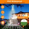 Christmas Hanging Waterfall String Light with Topper Star IP65 Waterproof Outdoor Plug In Fairy Waterfall Tree Light with 8 Lighting Modes Timer Memor