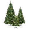 8FT, 6FT, 4FT Pre-Lit Green Pine Artificial Christmas Tree, Set of 3 Hinged Xmas Trees with 820 Warm-Yellow LED Lights and 2539 Branch Tips