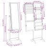 Mirror Jewellery Cabinet with LED Lights Free Standing White