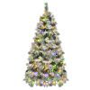 6FT Pre-Lit Spruce Snow Flocked Christmas Tree with Pine Cones, Artificial Xmas Tree with 403 Branch Tips,Mixed PE & PVC Branches