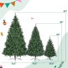 8FT, 6FT, 4FT Pre-Lit Green Pine Artificial Christmas Tree, Set of 3 Hinged Xmas Trees with 820 Warm-Yellow LED Lights and 2539 Branch Tips