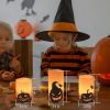 3 Pack Halloween Flameless Candle Lamp with Timer Setting Battery Operated Warm Orange Light Candles for Halloween Party Decoration Spider Crow Skull