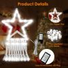 Christmas Hanging Waterfall String Light with Topper Star IP65 Waterproof Outdoor Plug In Fairy Waterfall Tree Light with 8 Lighting Modes Timer Memor