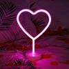 Neon Heart Light LED Neon Signs Night Light Room Decor Heart Shaped Light with Holder Base Table Neon Light for Bedroom Mother's Day Gift