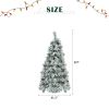 6FT Pre-Lit Spruce Snow Flocked Christmas Tree with Pine Cones, Artificial Xmas Tree with 403 Branch Tips,Mixed PE & PVC Branches